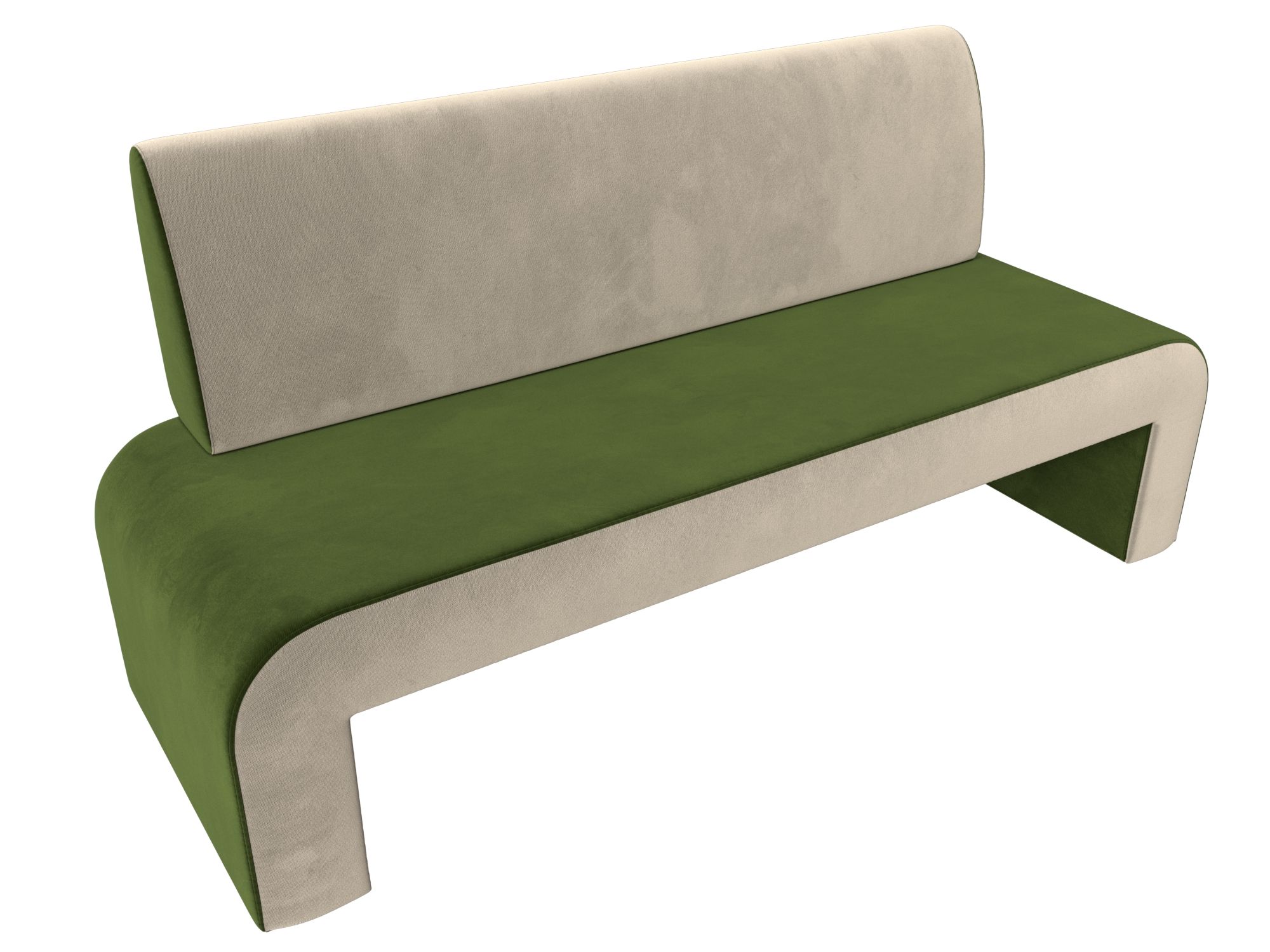 Кухонный прямой диван Кармен (Зеленый\Бежевый)