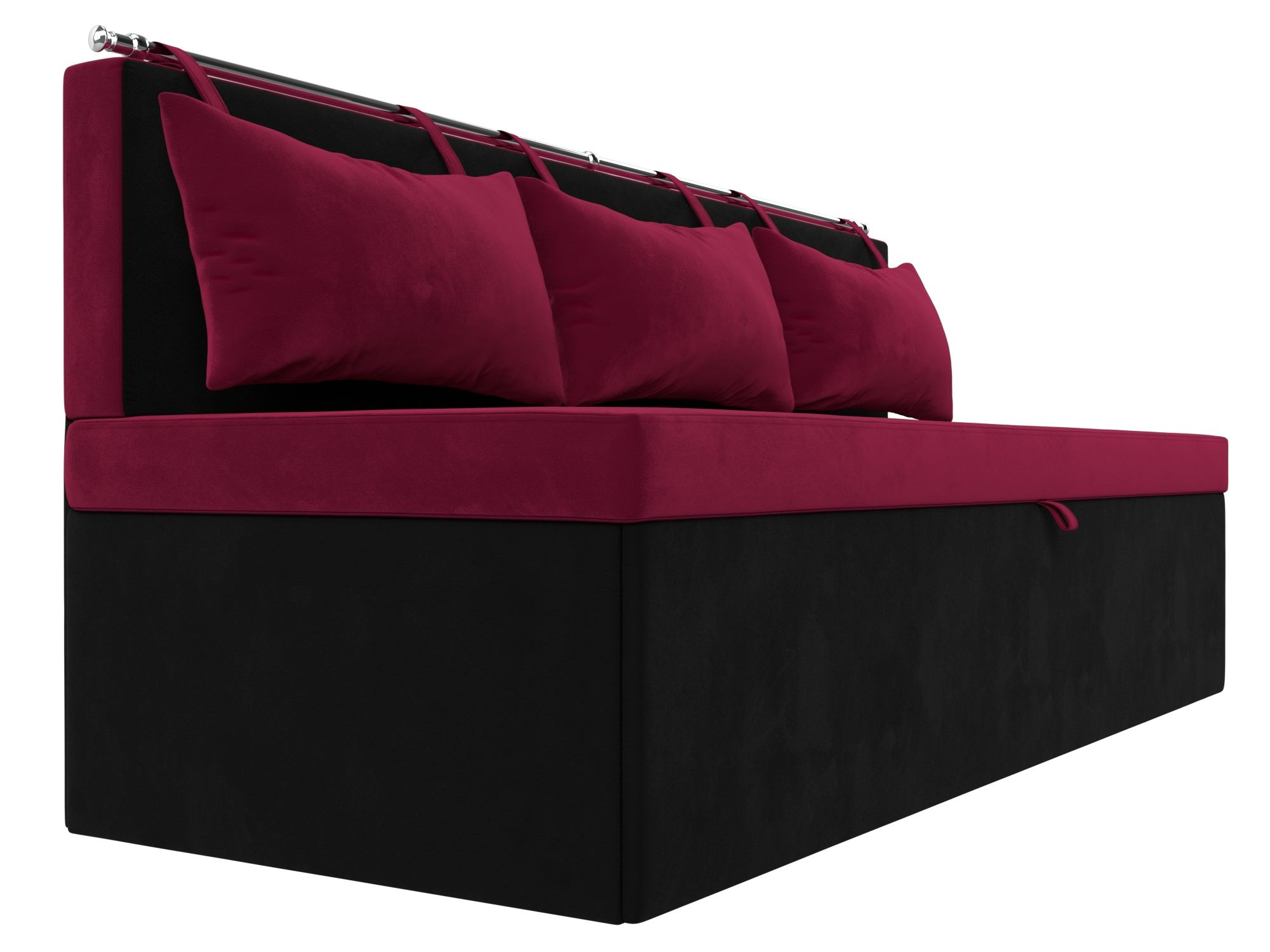 Кухонный прямой диван Метро (Бордовый\Черный)