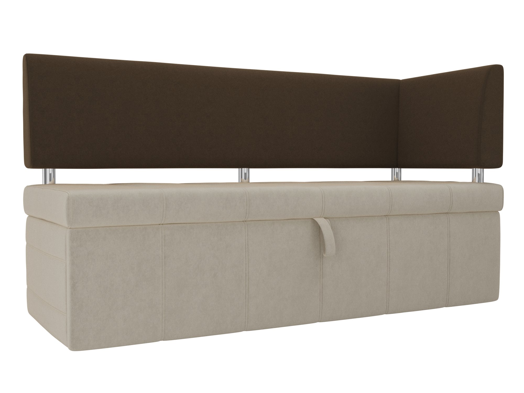 Кухонный прямой диван Стоун с углом (бежевый\коричневый)