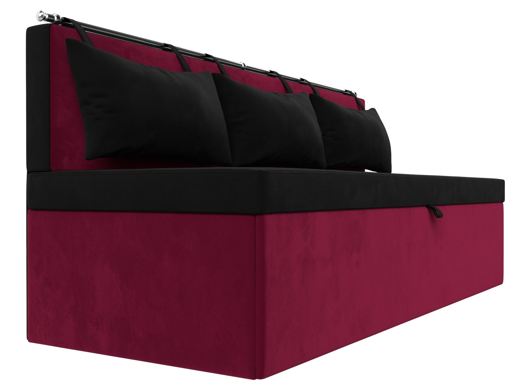Кухонный прямой диван Метро (Черный\Бордовый)