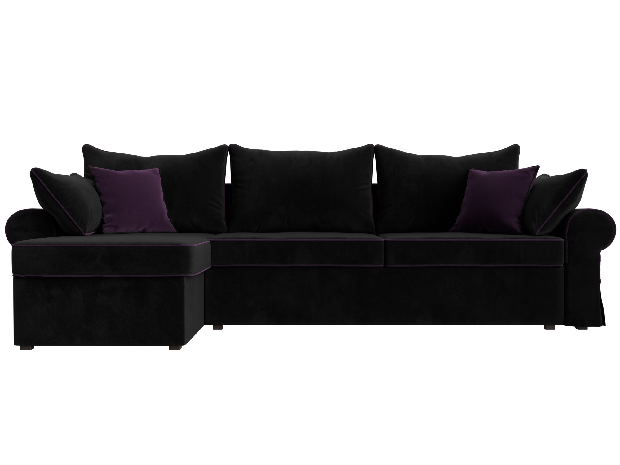 Угловой диван Элис левый угол (Черный\Фиолетовый)