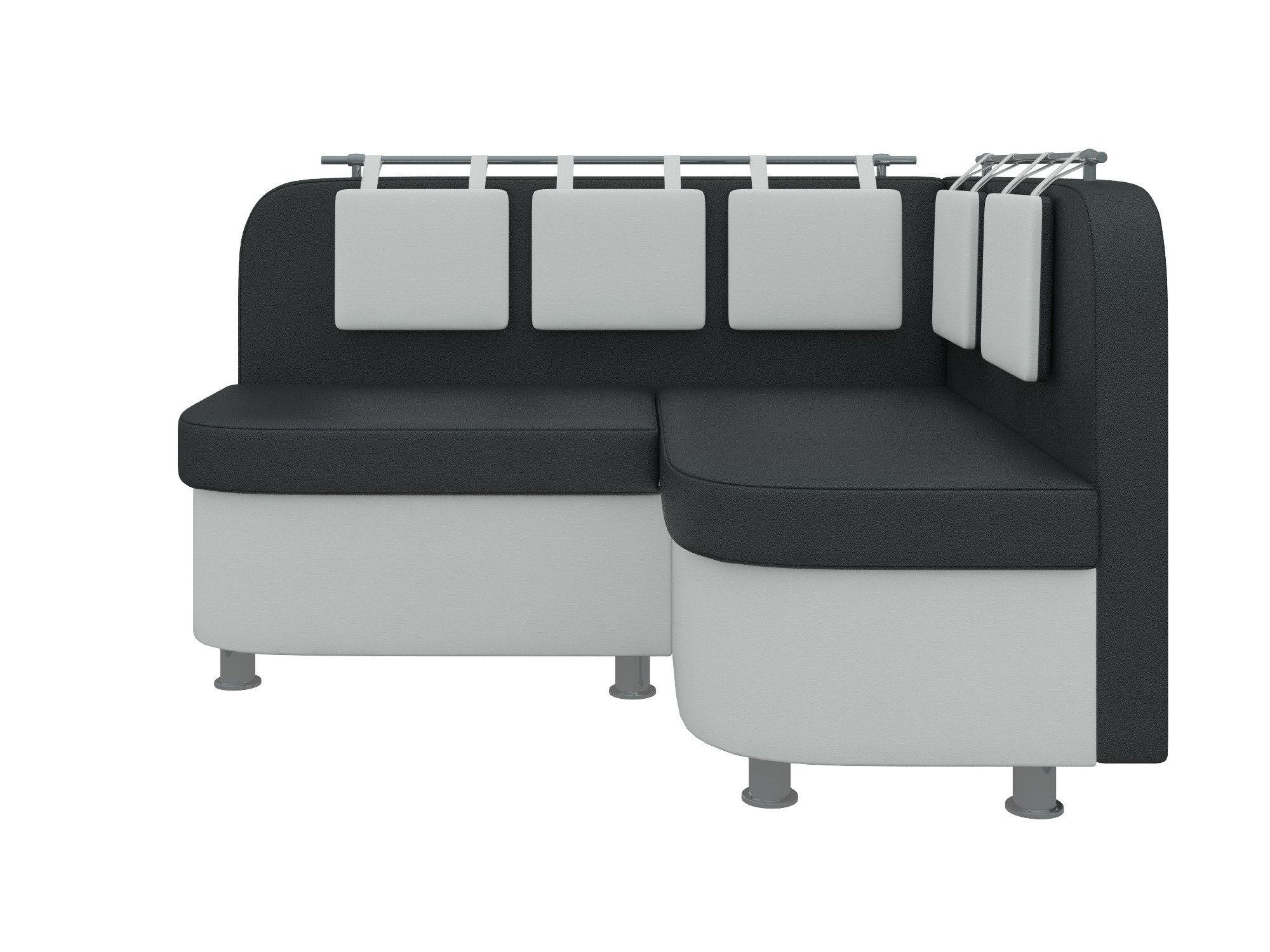 Кухонный угловой диван Уют 2 правый угол (Черный\Белый)