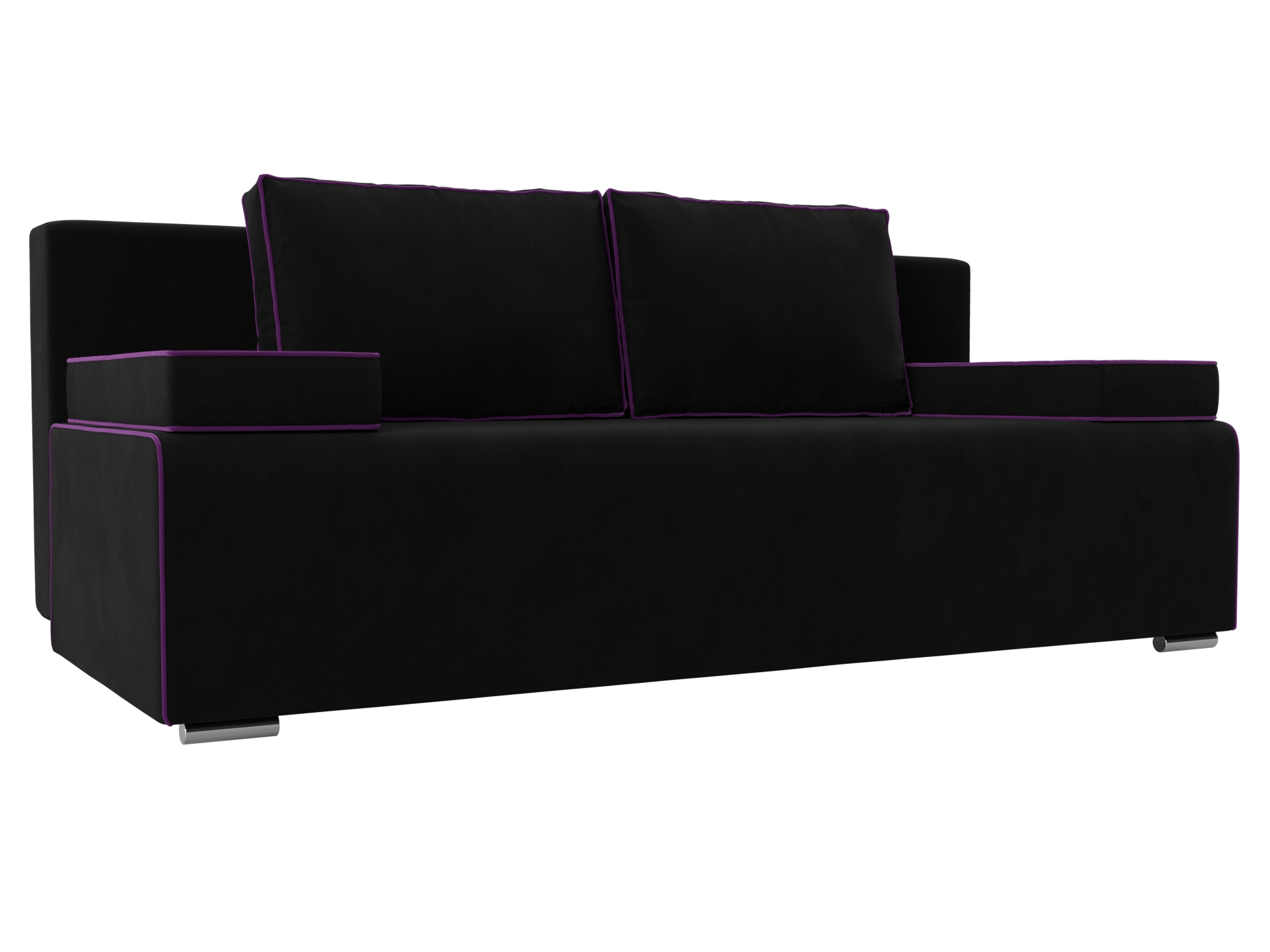 Прямой диван Фидель (черный\фиолетовый)