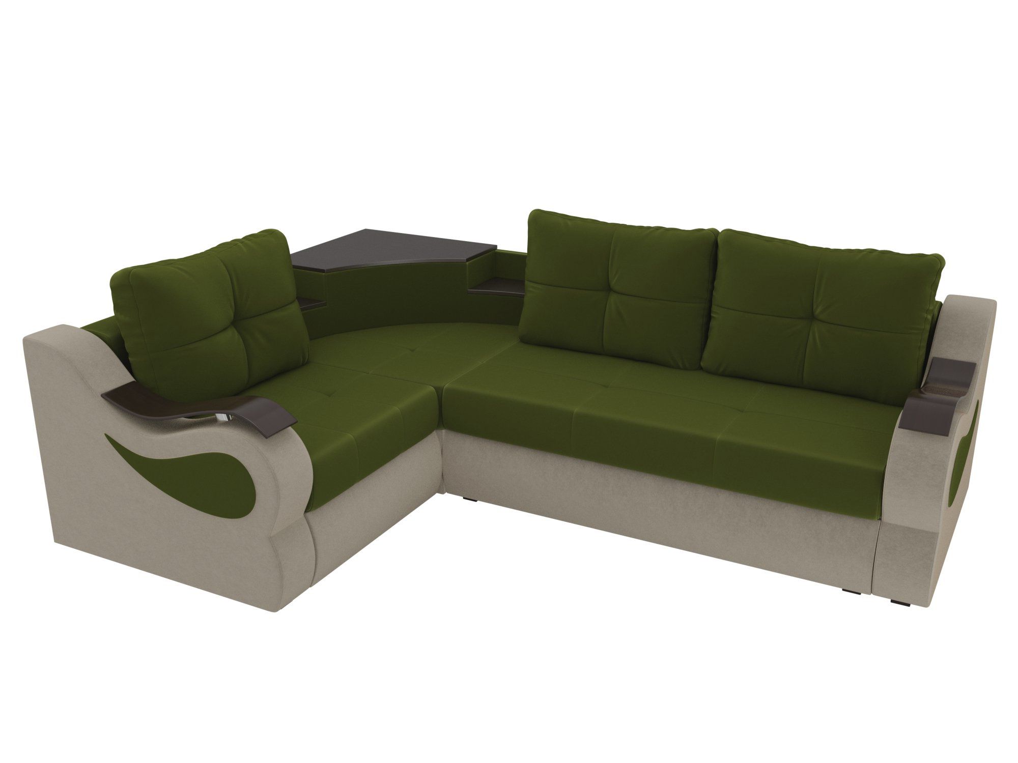 Угловой диван Митчелл левый угол (Зеленый\Бежевый)