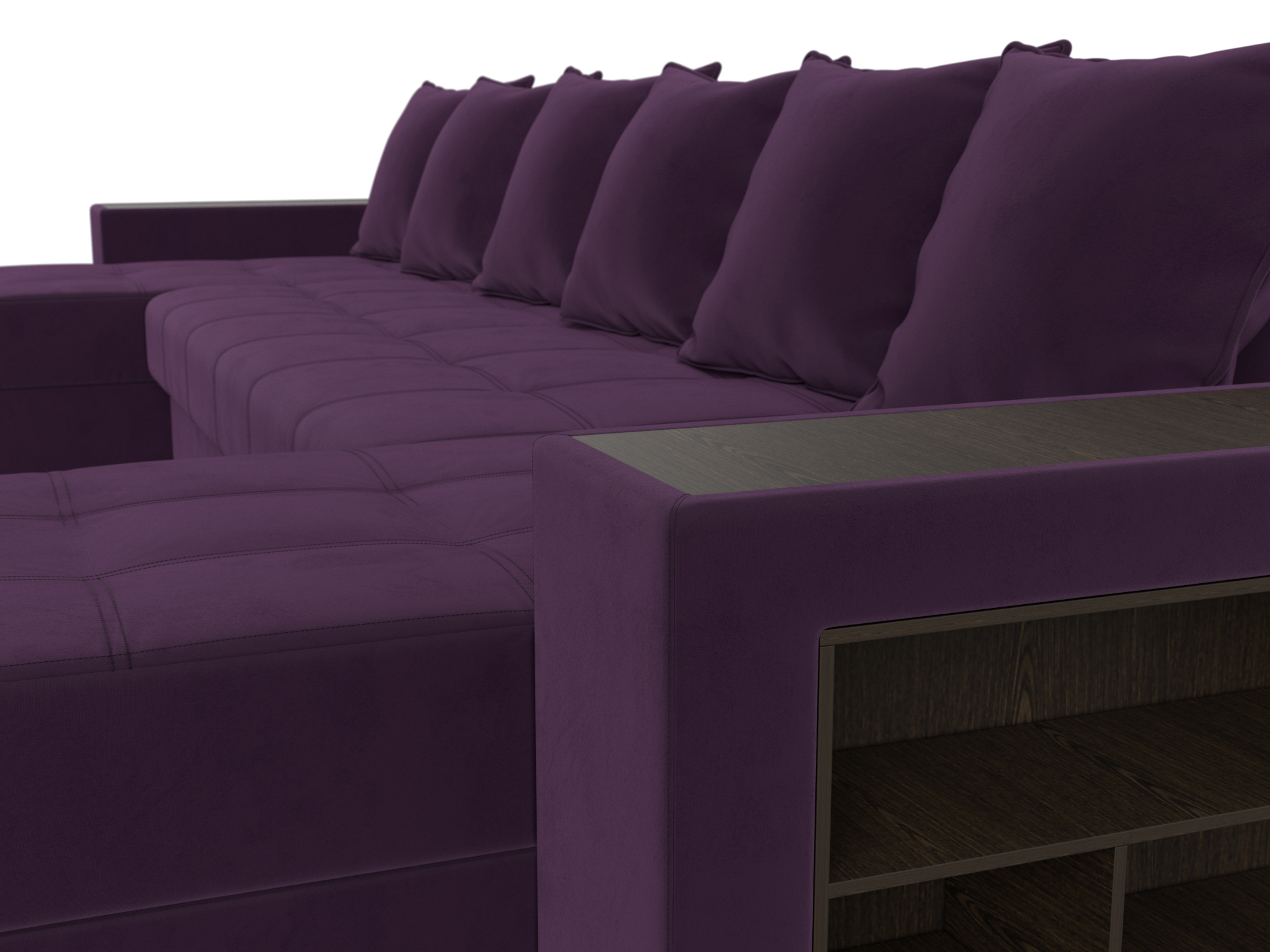 П-образный диван Дубай полки справа (Фиолетовый)