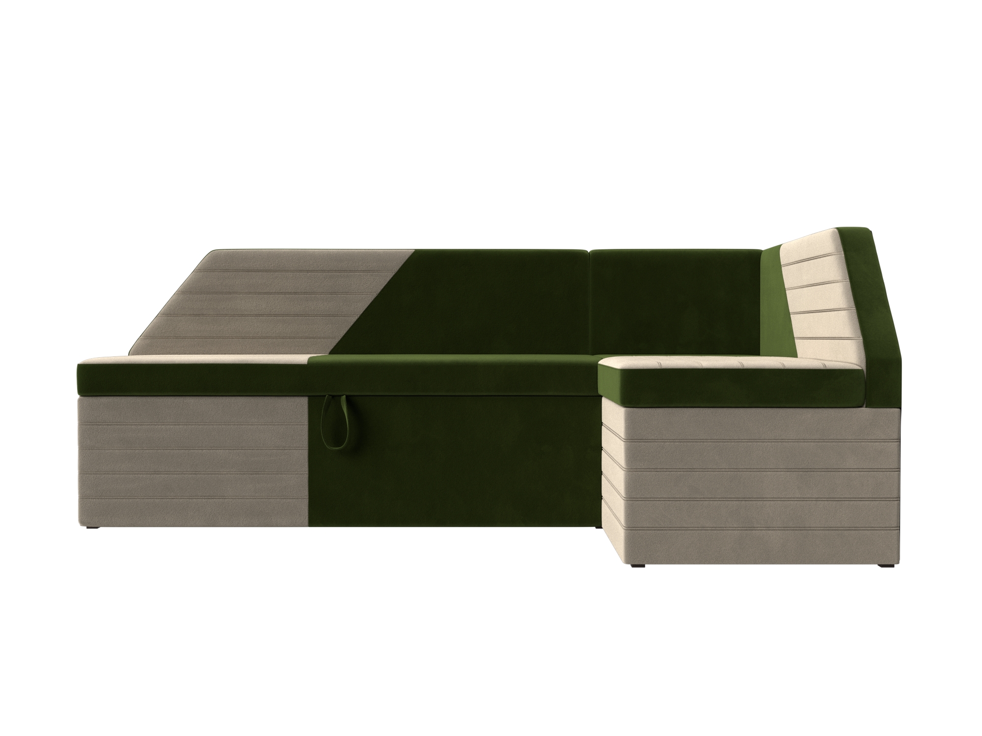 Кухонный угловой диван Дуглас правый угол (Зеленый\Бежевый)