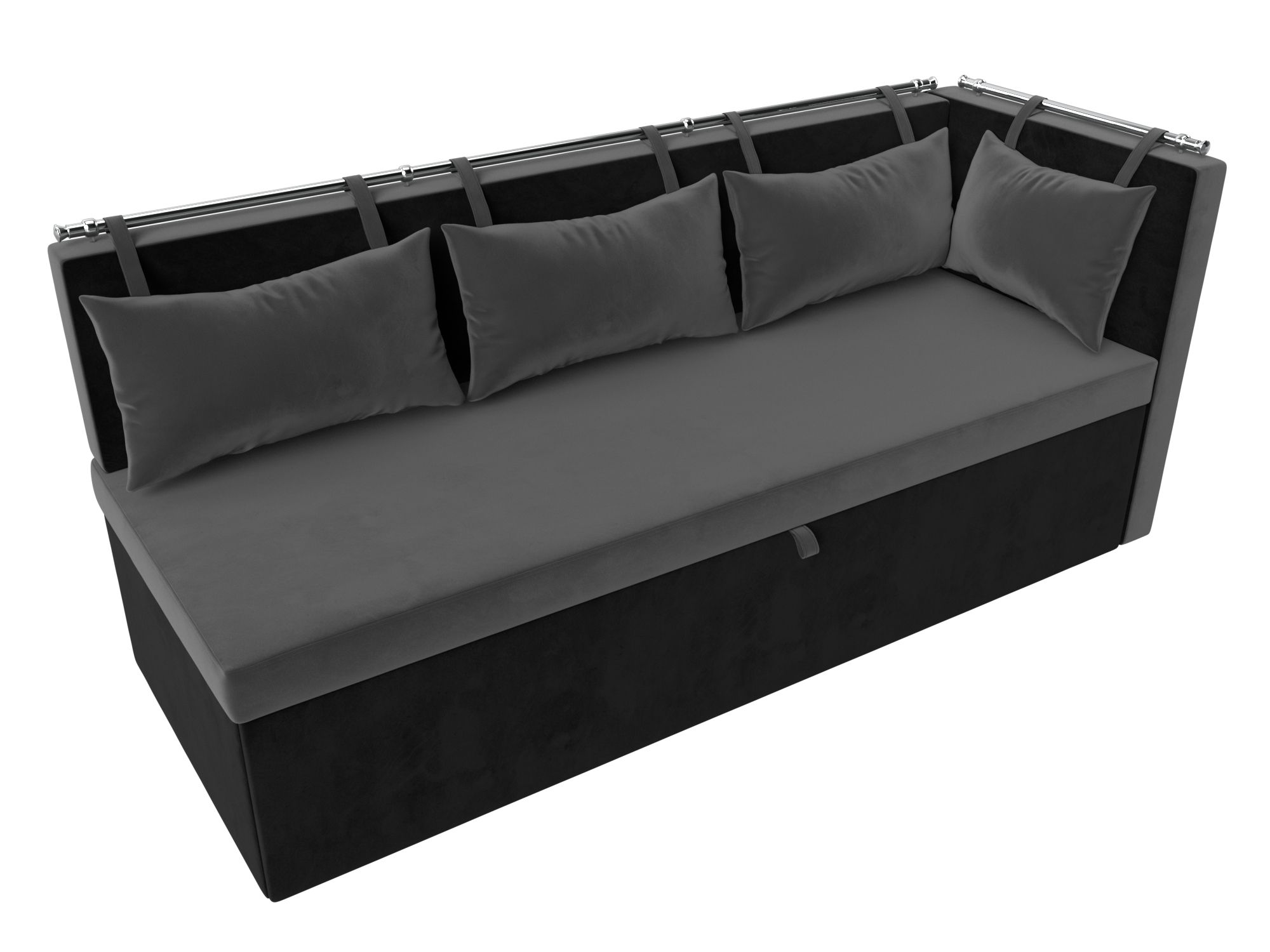 Кухонный диван Метро с углом справа (Серый\Черный)