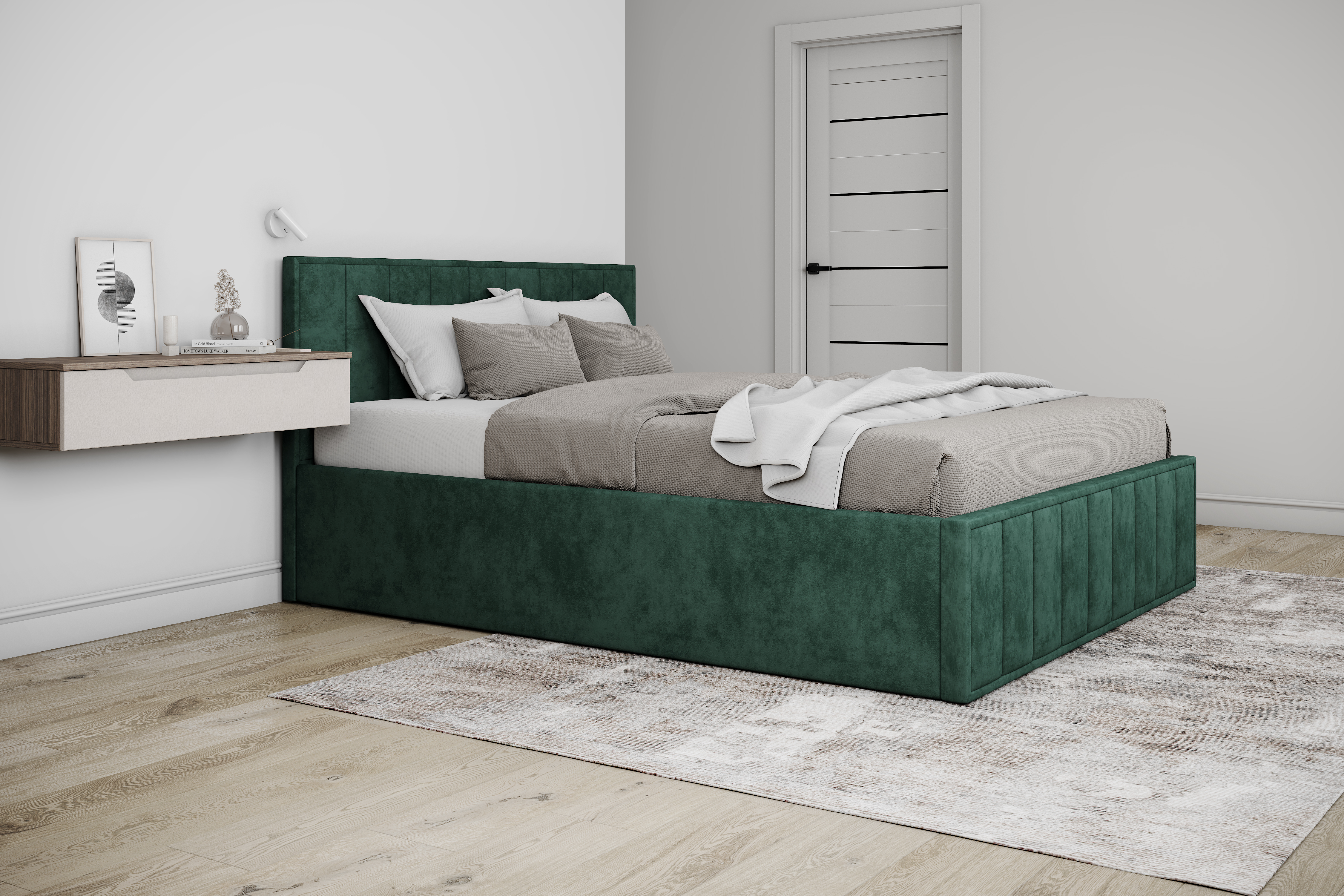 Мягкая кровать Лана 1,6 с подъемным механизмом (зеленый велюр)