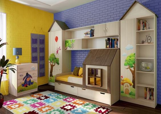 Детская кровать Домик с мебелью Винни Пух