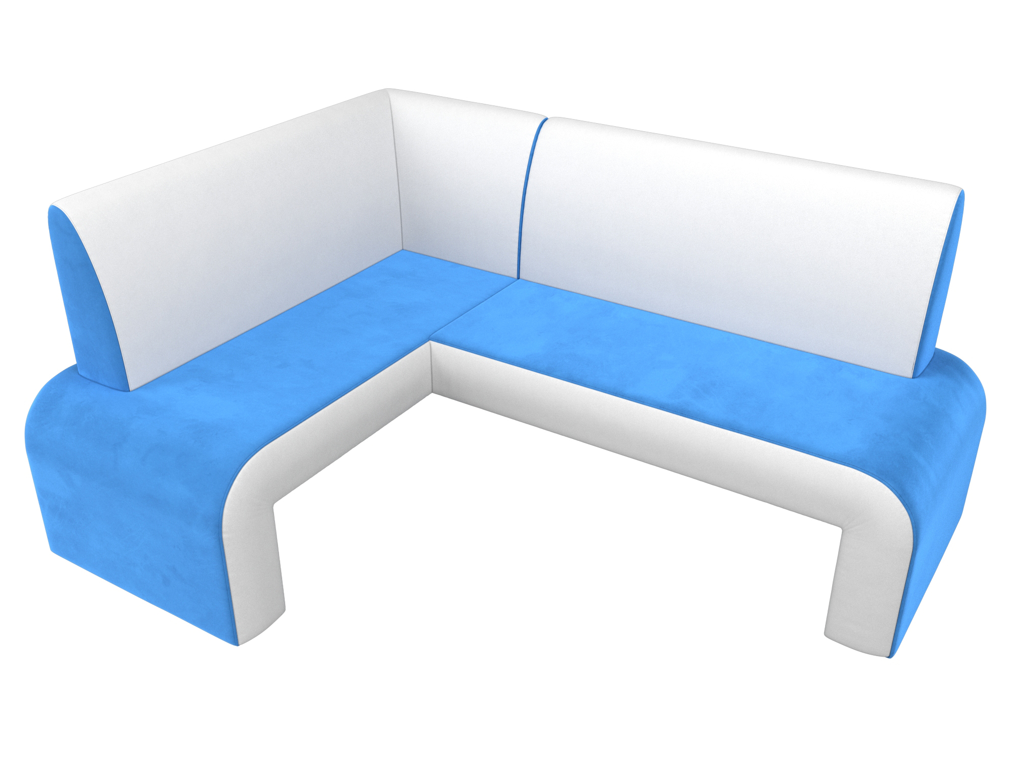 Кухонный угловой диван Кармен левый угол (Голубой\Белый)