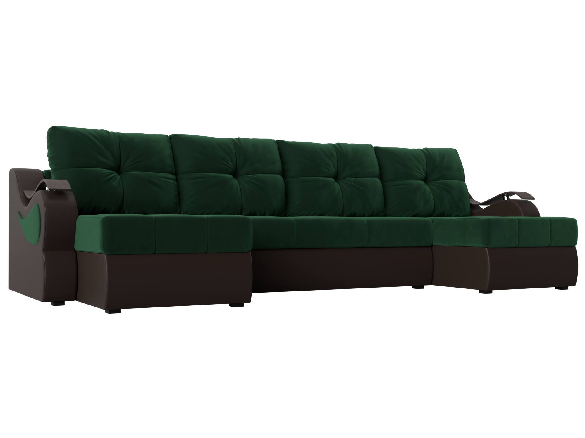 П-образный диван Меркурий (Зеленый\Коричневый)