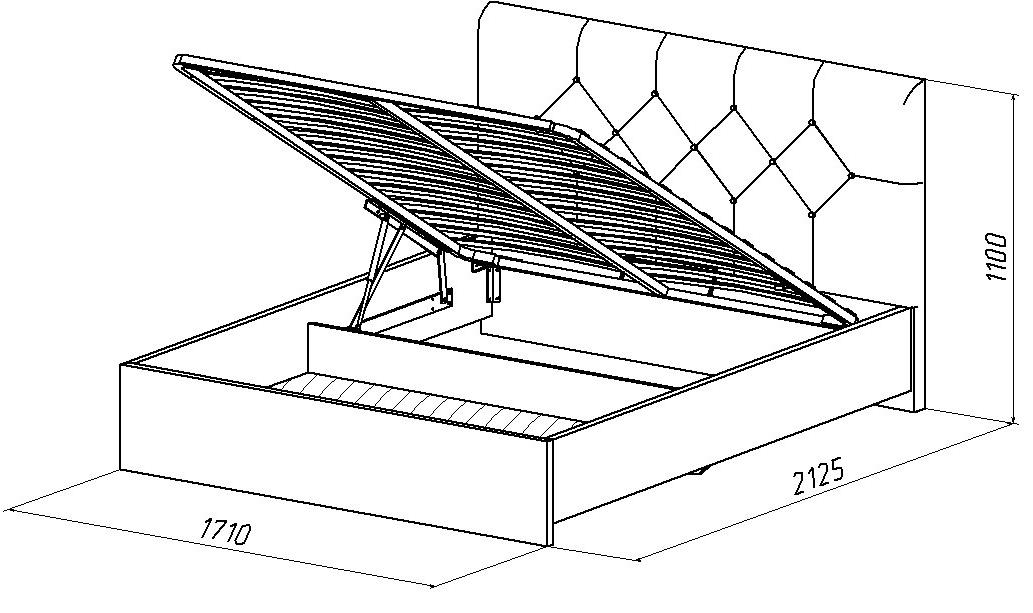 Кровать с подъемным механизмом №370 (кожзам сл.кость)