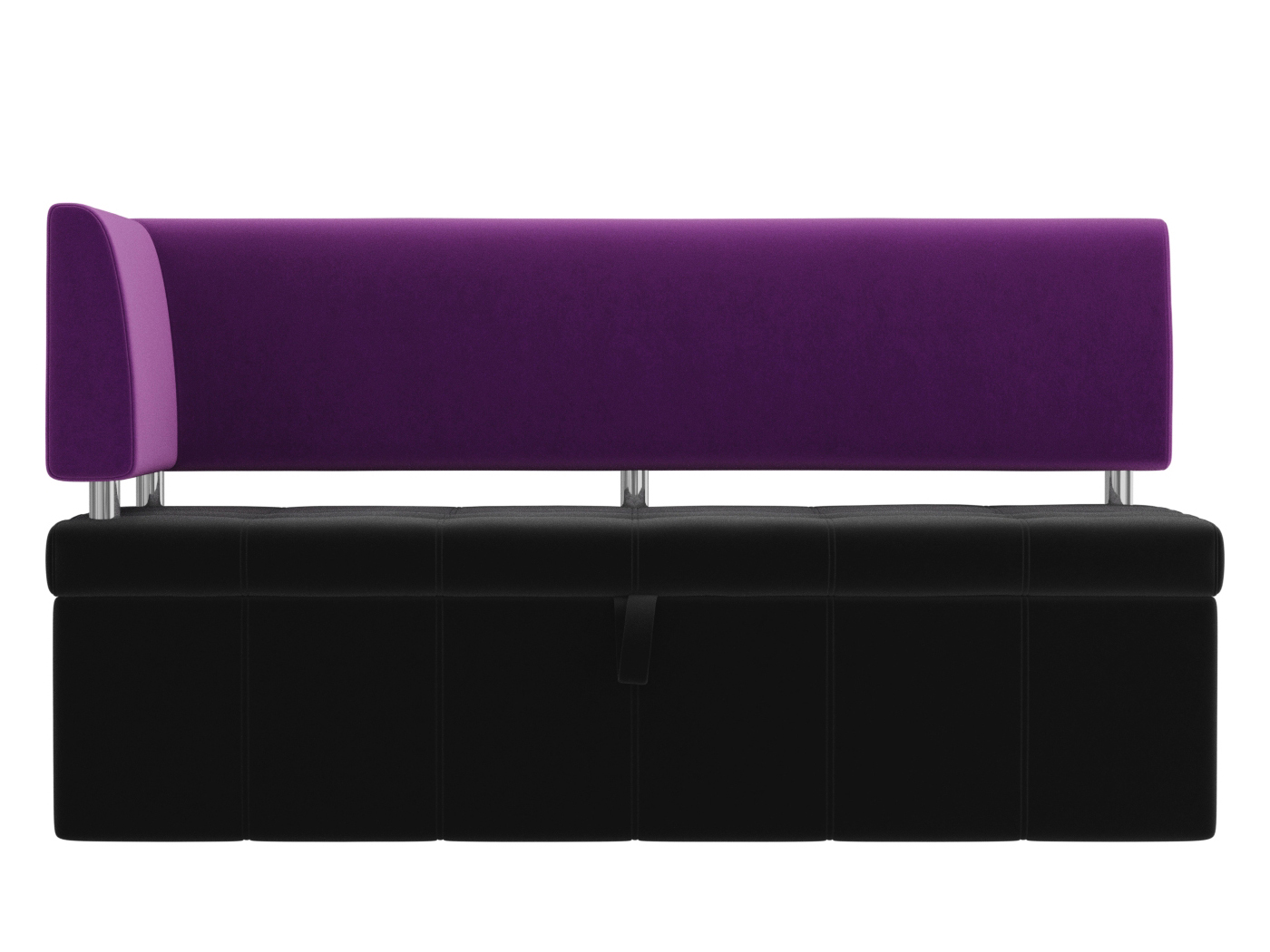 Кухонный прямой диван Стоун с углом левый (Черный\Фиолетовый)