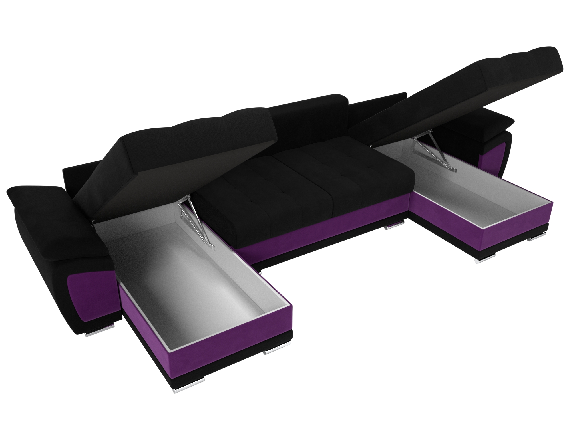 П-образный диван Нэстор (Черный\Фиолетовый)