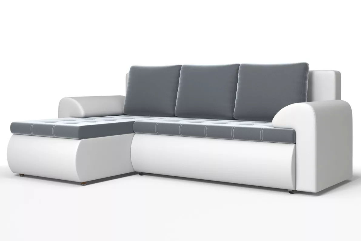 Угловой диван Ванкувер (левый) Белый, Серый