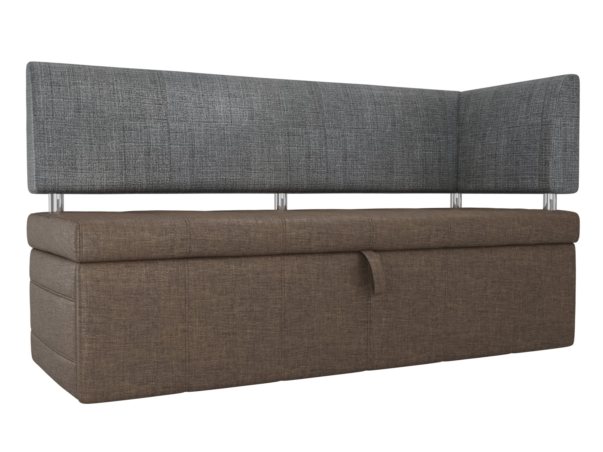 Кухонный прямой диван Стоун с углом правый (Коричневый\Серый)