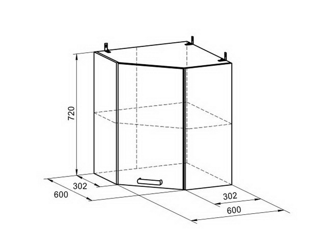 Чертеж навесного шкафа для кухни
