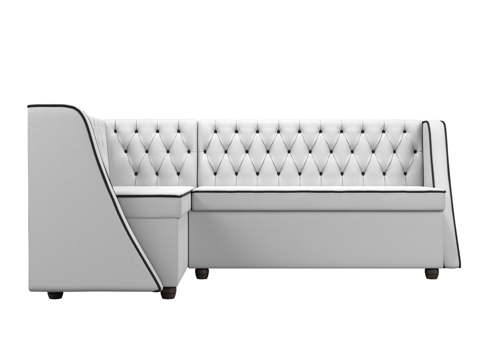 Кухонный угловой диван Лофт левый угол (Белый\Черный)