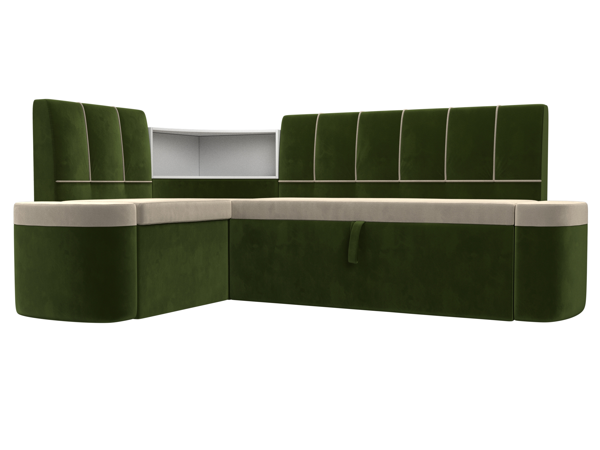 Кухонный угловой диван Тефида левый угол (Бежевый\Зеленый)