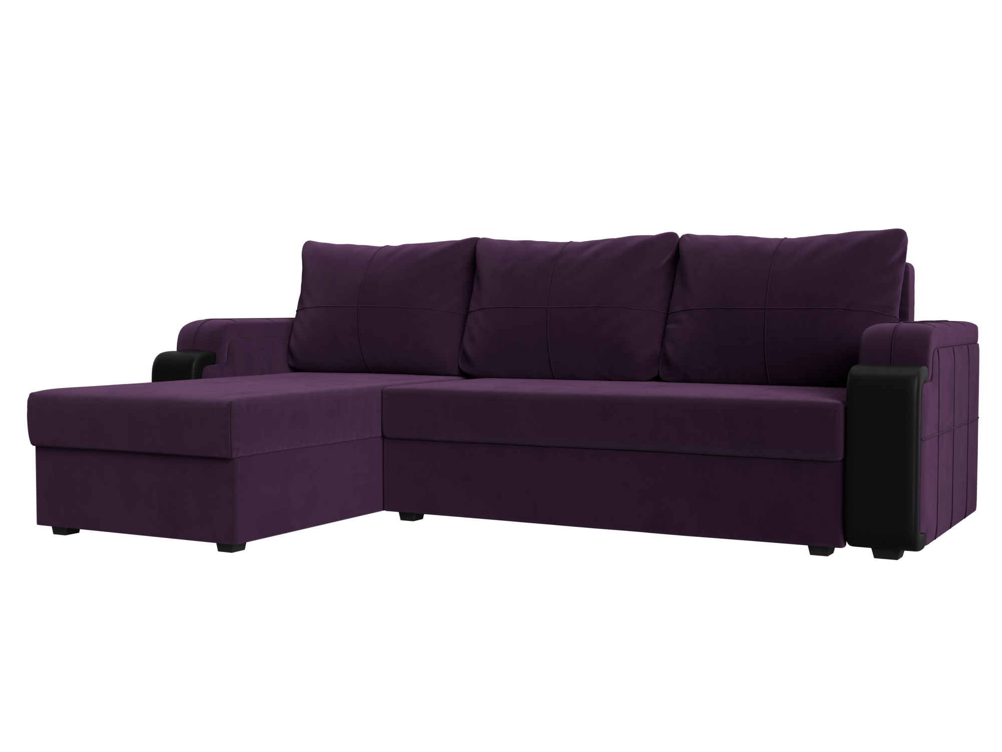Угловой диван Николь Лайт левый угол (Фиолетовый\Черный)