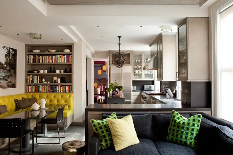 желтый диван для кухни