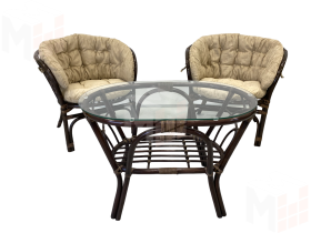 Комплект Багама Дуэт с бежевыми подушками и овальным столом