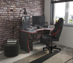 S00531 ВАРДИГ К1 cтол компьютерный 120x75x82, антрацит/красный