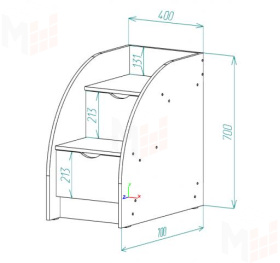 Кровать-чердак Фанки Кидз-6+лестница-комод 13/19СВ+горка 13/18СВ