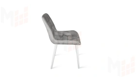 Стул BOSTON  Белый муар, Велюр V004 светло-серый