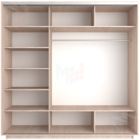 Шкаф-купе Экспресс трио 1 зеркало 2400 (ясень шимо светлый)