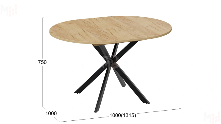 Стол обеденный раздвижной Мэдисон Тип 1 Черный муар, Дуб Крафт золотой