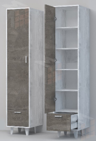 Пенал П-1 Эго на ножках Бетон Светлый/Камень Темный