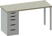 Стол письменный Ингар 2/5Т  дуб беленый / белый