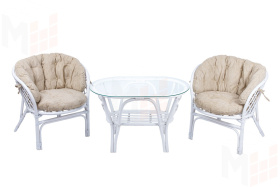 Комплект Багама Дуэт с бежевыми подушками и овальным столом