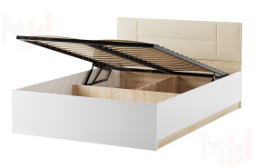 Кровать КР-1600 Беатрис с ПМ дуб Сонома-Белый глянец