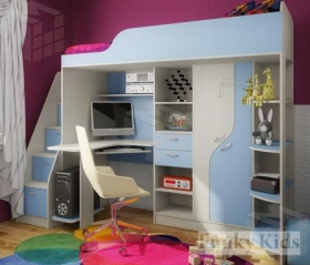 Кровать-чердак Фанки Кидз 15 + лестница-комод 13/8СВ
