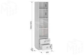 Шкаф комбинированный Фэнтези  с ящ. 1-створчатый белый рамух