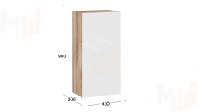 Шкаф навесной Порто - ТД-393.03.27 Яблоня Беллуно, Белый софт