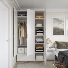 Шкаф Сириус 3 двери 1 ящик, белый (высота 220 см)