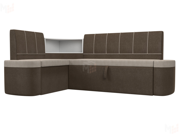 Кухонный угловой диван Тефида левый угол (Бежевый\Коричневый)
