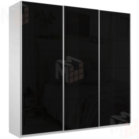 Шкаф-купе широкий Прайм 3-х дверный Черное стекло 240 см