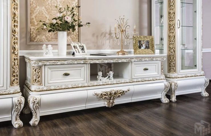 Гостиная Алсу 1+тв+2 белый глянец