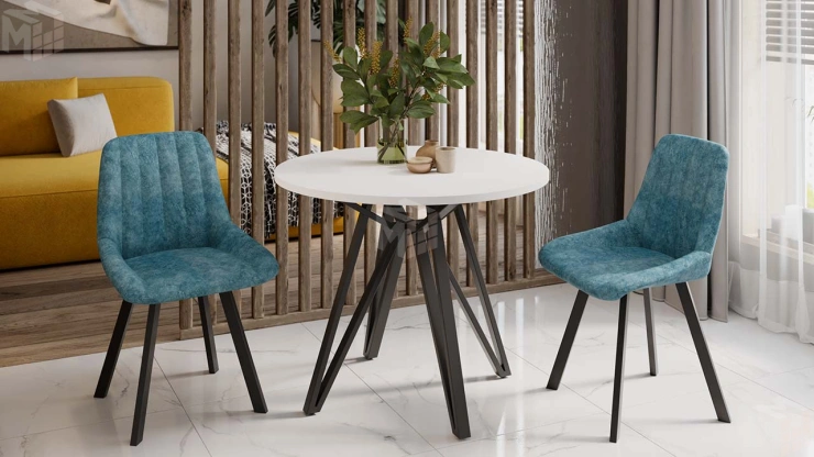 Стол обеденный Ройс Тип 2 Черный муар/Белый