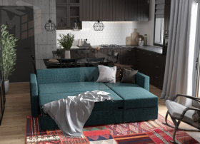 Диван трехместный с угловой секцией Вало КП Malmo 81 (turquoise) SA