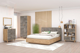 Спальный гарнитур ЭГО Дуб Крафт/Камень Темный Вариант 3