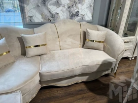 Диван Лара угловой 3-у-2 бежевый золото