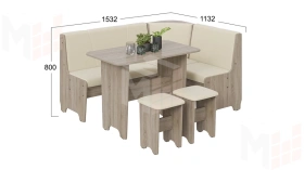 Кухонный уголок Техас Исп.1 Дуб Сонома трюфель, Экокожа бежевая