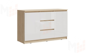 Комод Челси 2 двери 3 ящика (сонома/белый глянец)