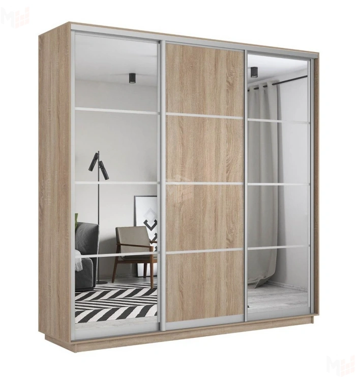 Шкаф-купе Лоял 3-х дверный (Зеркало, ДСП) 210 см.