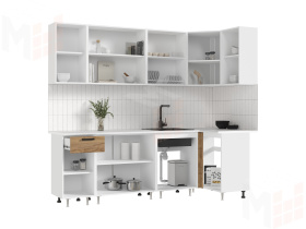 Кухня Рио New угловая 2,4*1,0 Дуб крафт/белый